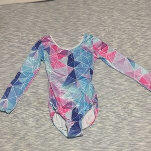 Colorful Geometric Long Sleeve Leotard